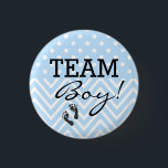 Team Boy Blue Baby Shower 1 Inch Round Button<br><div class="desc">Let your baby shower guests, guess the gender of your baby with this cute "Team Boy" pin back button. Perfect for a "Gender Reveal Baby Shower". This baby shower button is available in other styles and colours. Please visit my store "The Hungarican Princess" at www.zazzle.com/hungaricanprincess*. Look in my "Oh Baby"...</div>