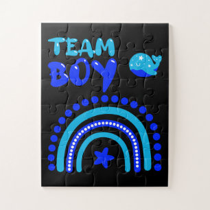 Team Boy Blue Rainbow Gender Reveal Baby Shower Jigsaw Puzzle