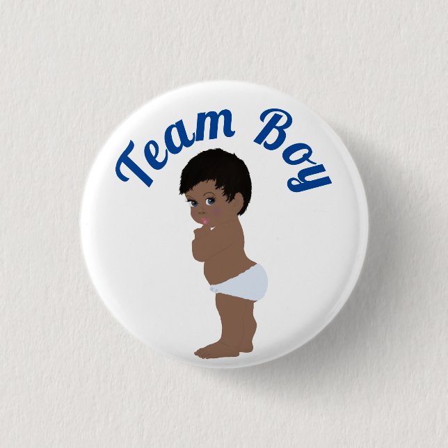 "Team Boy" Cute Baby Gender Reveal 1 Inch Round Button (Front)