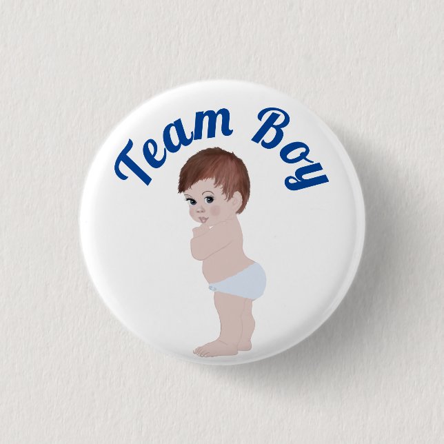 "Team Boy" Cute Baby Gender Reveal 3 Cm Round Badg 1 Inch Round Button (Front)