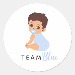 Team Boy Cute Baby with Blue Pacifier Classic Round Sticker