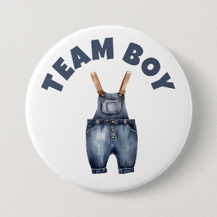 Team Boy Cute Little Baby Clothes Gender Reveal 3 Inch Round Button