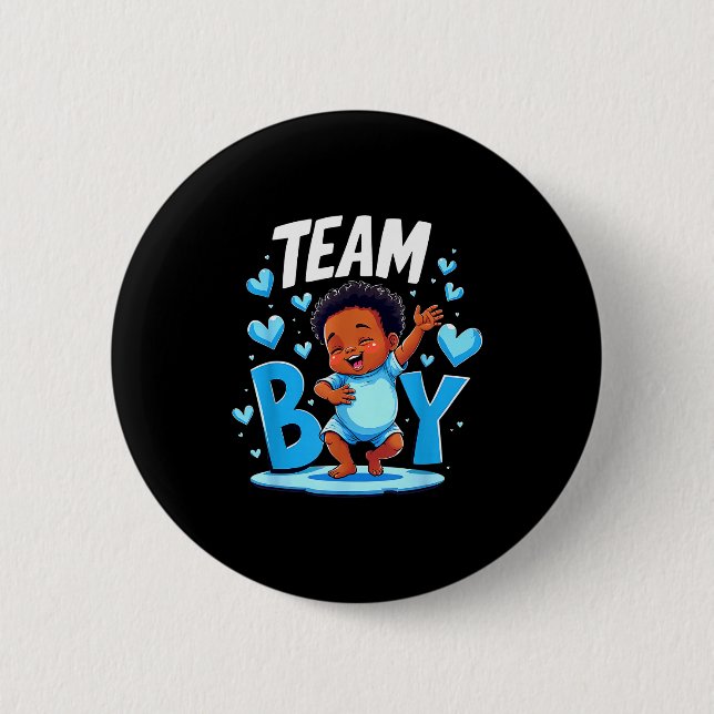 Team Boy Design Gender Reveal New Baby Boy  2 Inch Round Button (Front)