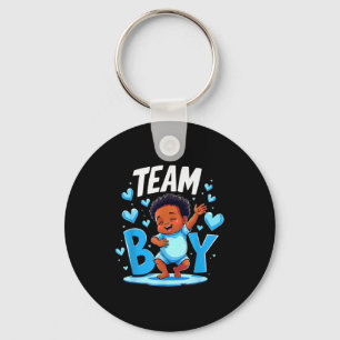 Team Boy Design Gender Reveal New Baby Boy  Keychain