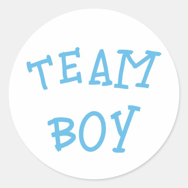 Team Boy Gender Reveal Blue Classic Round Sticker (Front)