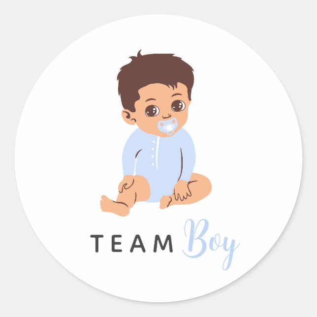 Team Boy Gender Reveal Blue Pacifier Baby Stickers (Front)