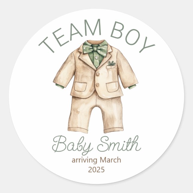 Team Boy gender reveal Christmas baby sticker (Front)