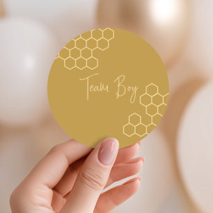 Team Boy Gender Reveal Favour Classic Round Sticker