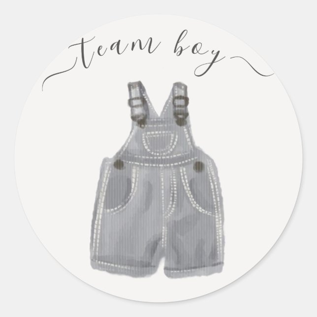 Team Boy He or She Gender Reveal Classic Round Sticker (Front)