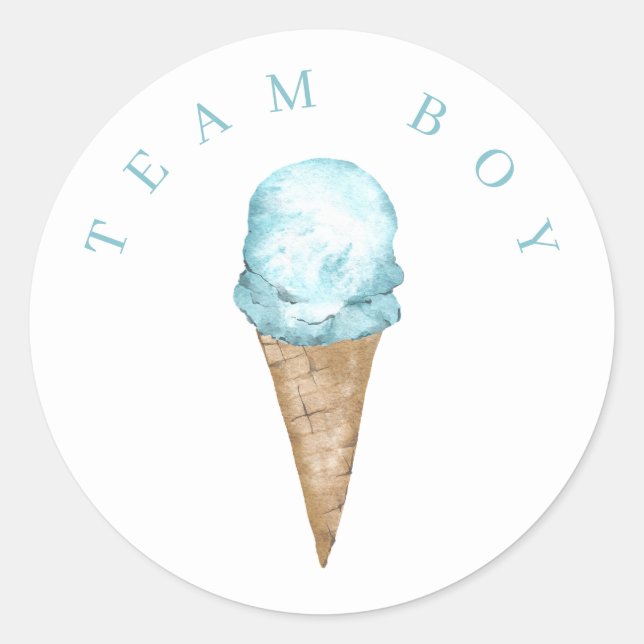 Team Boy Ice Cream Genre révéler Sticker Cercle. (Devant)