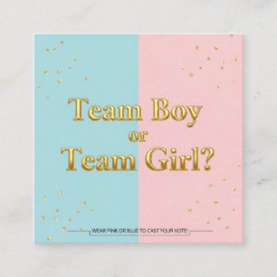Team Boy or Team Girl Gender Reveal Enclosure Card