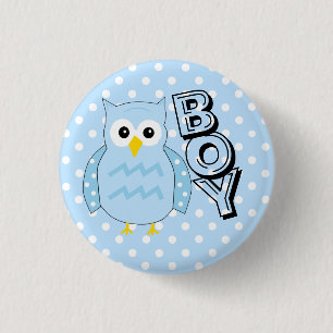 Team Boy Owl Baby Shower 1 Inch Round Button
