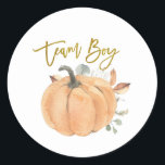 Team Boy Pumpkin Gender Reveal game label<br><div class="desc">Team Boy Pumpkin Gender Reveal game label</div>