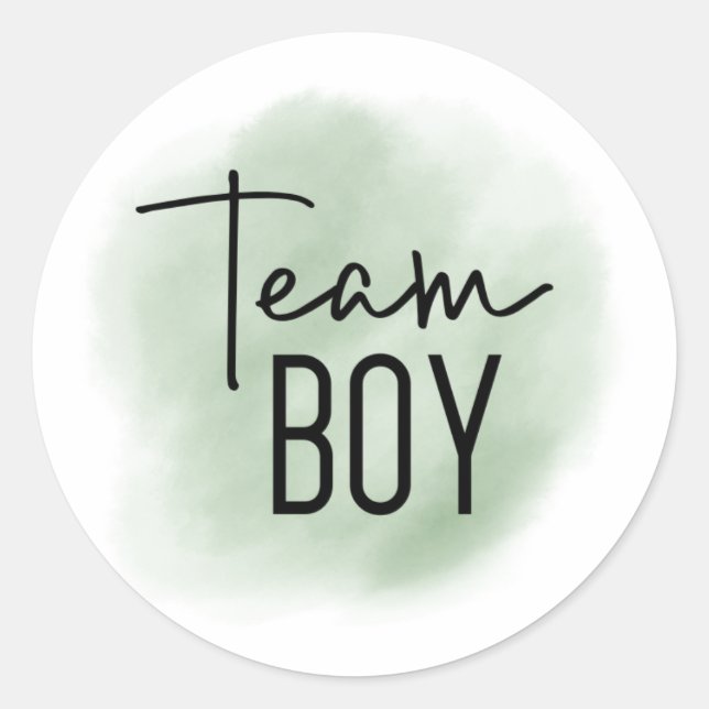 Team Boy Sage Green Gender Reveal Sticker  (Front)