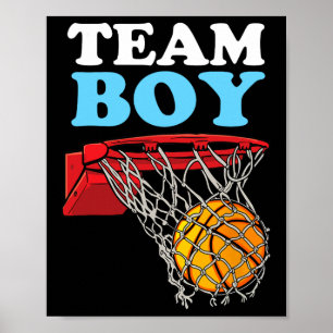 Team Boy Sketll Gender Reveal Blue Poster