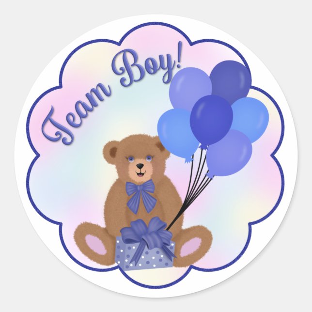 Team Boy Teddy Bear Sticker (Front)