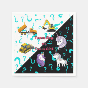 Team Boy vs Team Girl Heavy Equipment vs Unicorns Napkin