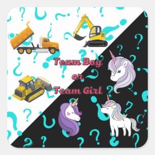 Team Boy vs Team Girl Heavy Equipment vs Unicorns Square Sticker