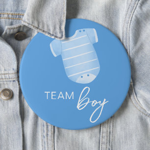 Team Boy Wear What Will Baby Be Guess Blue White 6 Inch Round Button
