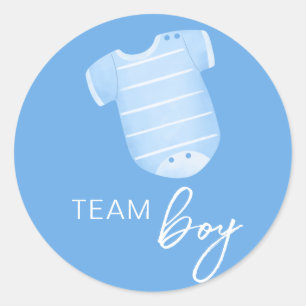 Team Boy Wear What Will Baby Be Guess Blue White Classic Round Sticker
