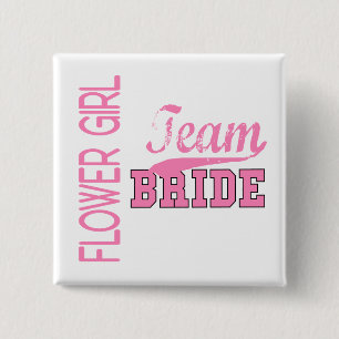 Team Bride 1 FLOWER GIRL 2 Inch Square Button
