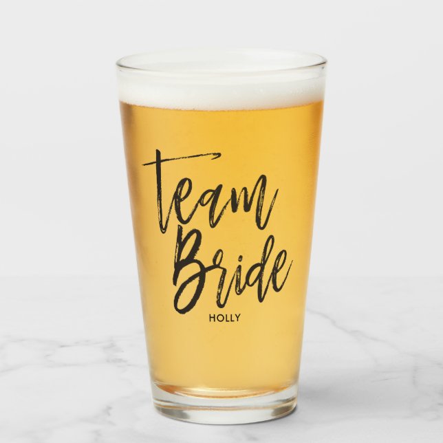 Team Bride | Black Script Style Glass (Front Filled)