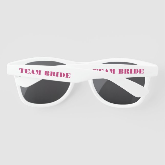 Team Bride Bold Pink Bachelorette Sunglasses (Back)