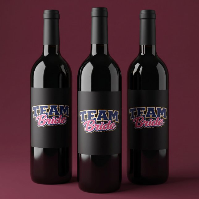 Team Bride Bold Wedding Party Wine Label (Creator Uploaded)