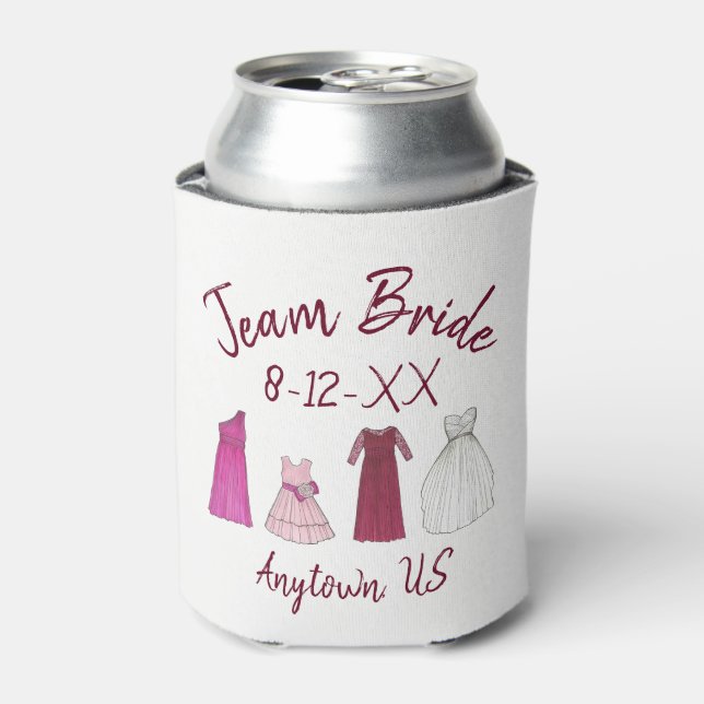 TEAM BRIDE Bridal Party Bridesmaid Flowergirl Gown Can Cooler (Can Front)