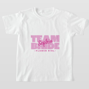 Team Bride Bridal Party Name Flower Girl Pink T-Shirt