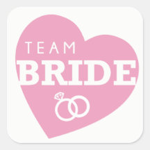Team Bride Bridal Shower Stickers PINK Heart