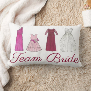 Team Bride Bridesmaid Bridal Party Gowns Wedding Lumbar Pillow