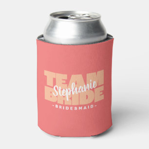 Team Bride Bridesmaid Name Wedding Custom Peach Can Cooler