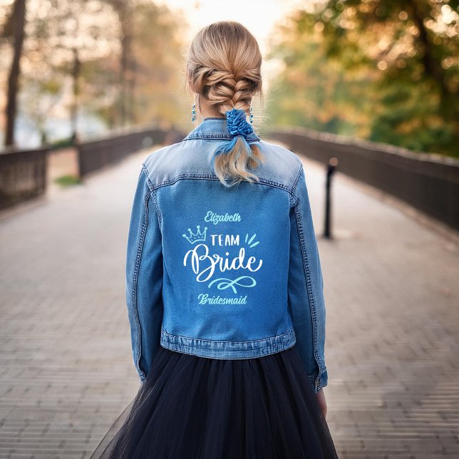 "Team Bride" Bridesmaid Personalized Denim Jacket (Creator Uploaded)