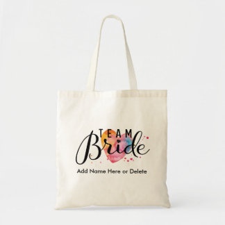 Team Bride Budget Tote Watercolor Heart Bag