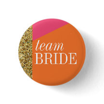 Team Bride button, Pin, gold glitter, bachelorette