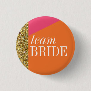 Team Bride button, Pin, gold glitter, bachelorette 1 Inch Round Button