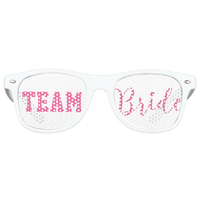 Team Bride Classy Pink Script Retro Sunglasses (Front)