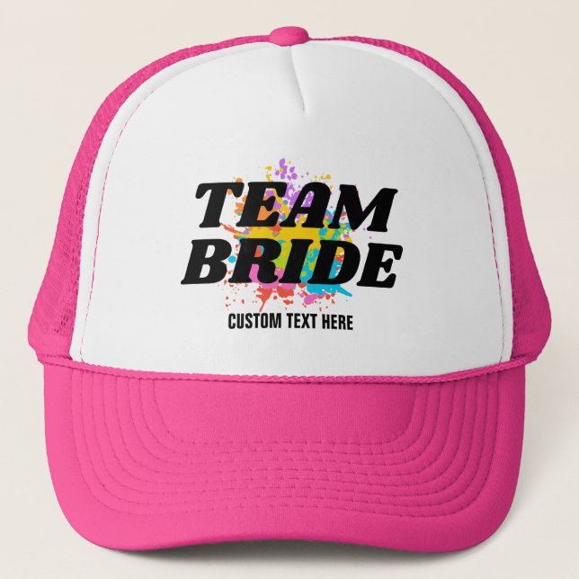 Team Bride Custom Bachelorette Bridal Party Favour Trucker Hat (Front)