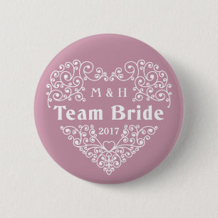 Team Bride custom monograms & year wedding buttons
