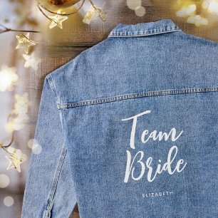 Team Bride Custom Name Wedding  Denim Jacket