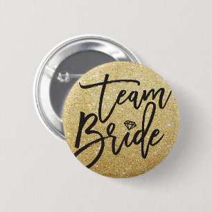 Team Bride Diamond Bridal Party Glitter Button