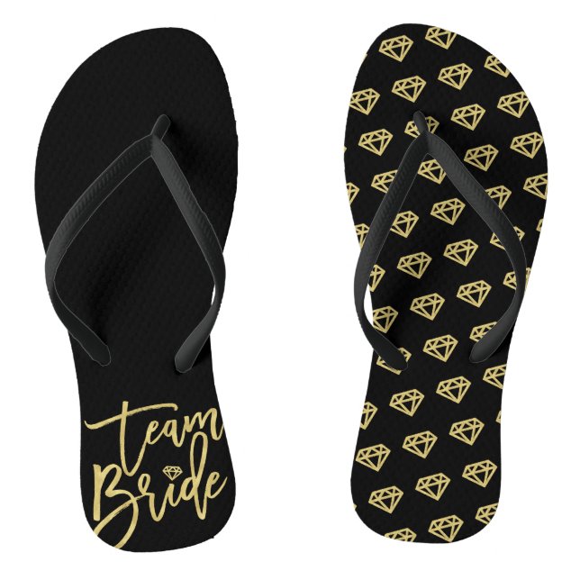 Team Bride Diamonds Bridal Party Wedding Flip Flop (Footbed)