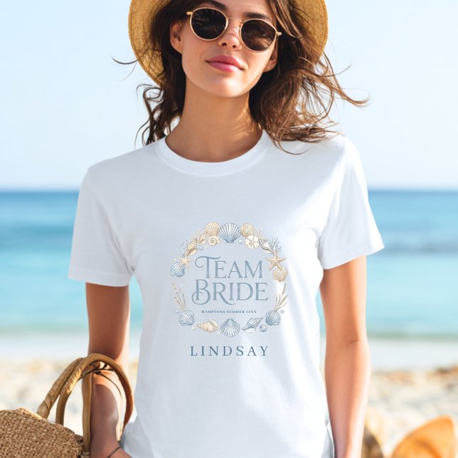 Team Bride! Elegant Beach Coastal Bride Seashell  T-Shirt (Team Bride! Elegant Beach Coastal Bride Seashell T-Shirt)