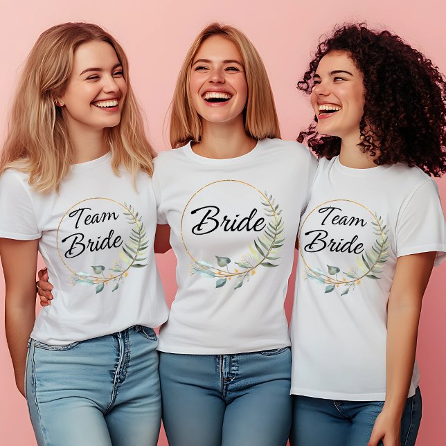 Team Bride - Elegant Floral Design T-Shirt (Creator Uploaded)
