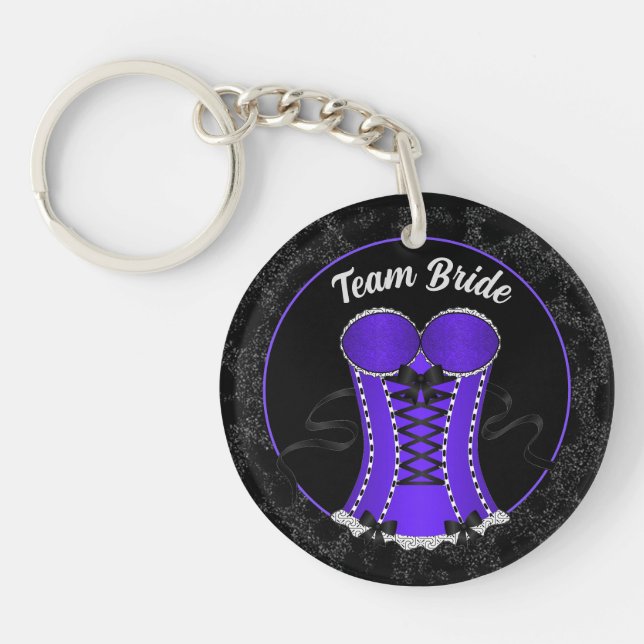 Team Bride Flirty Purple Corset Keychain (Front)