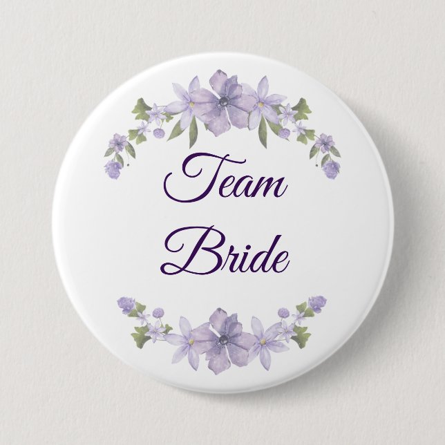 Team Bride Floral Button | Bridal Party Favor (Front)