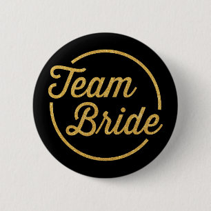 {Team Bride} Glittery Gold 2 Inch Round Button