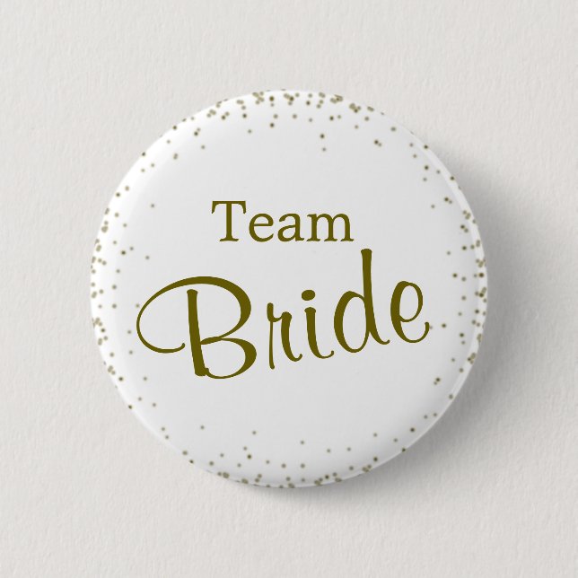 Team Bride Gold Confetti 2 Inch Round Button (Front)