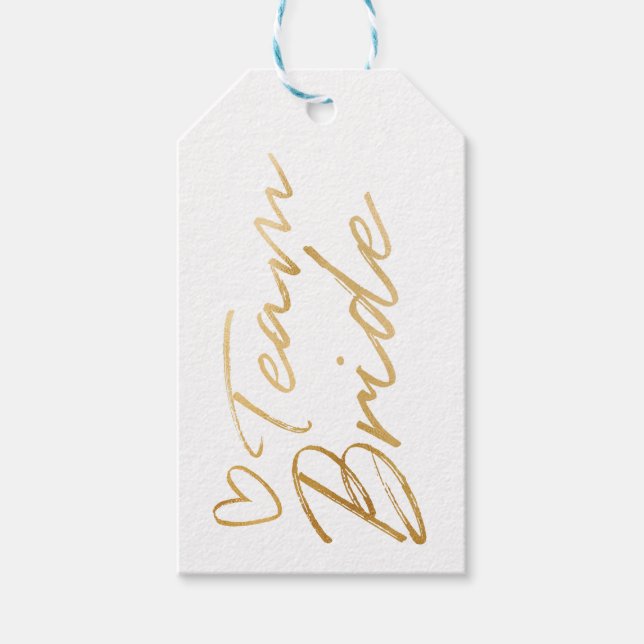 Team Bride - Gold faux foil gift tag (Front)